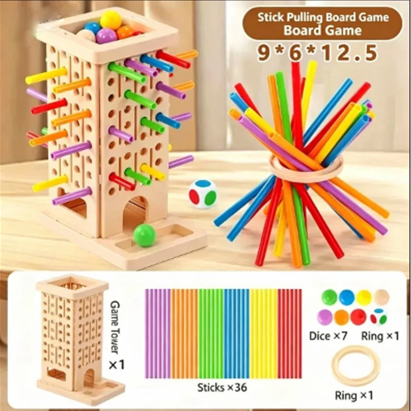 NEW Montessori Stick Pulling Game - Colorful Fine Motor Skills Toy, Parent-Child Interactive Educational Toy