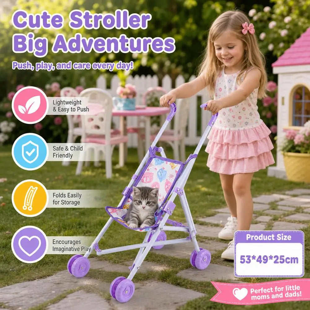Trendy Interactive Dolls Pram Play Toys Plastic Doll Handcart Stable Baby Stroller for Boys Girls Babies Baby Doll Stroller Toy