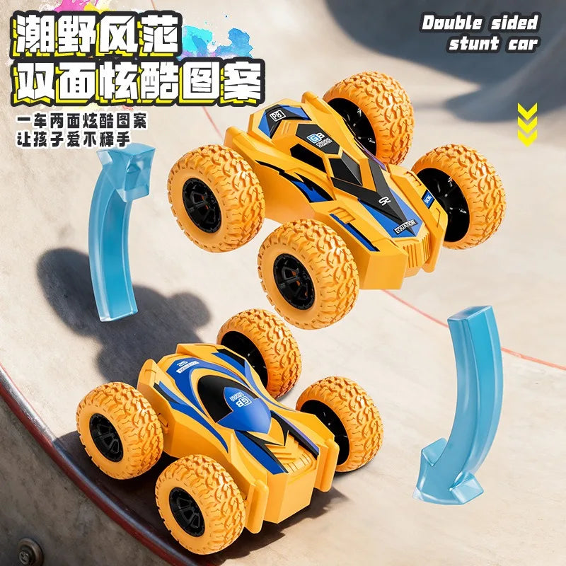 New children's four-wheel drive double-sided inertial car stunt tumbling model boy toy car toys, children's birthday gifts