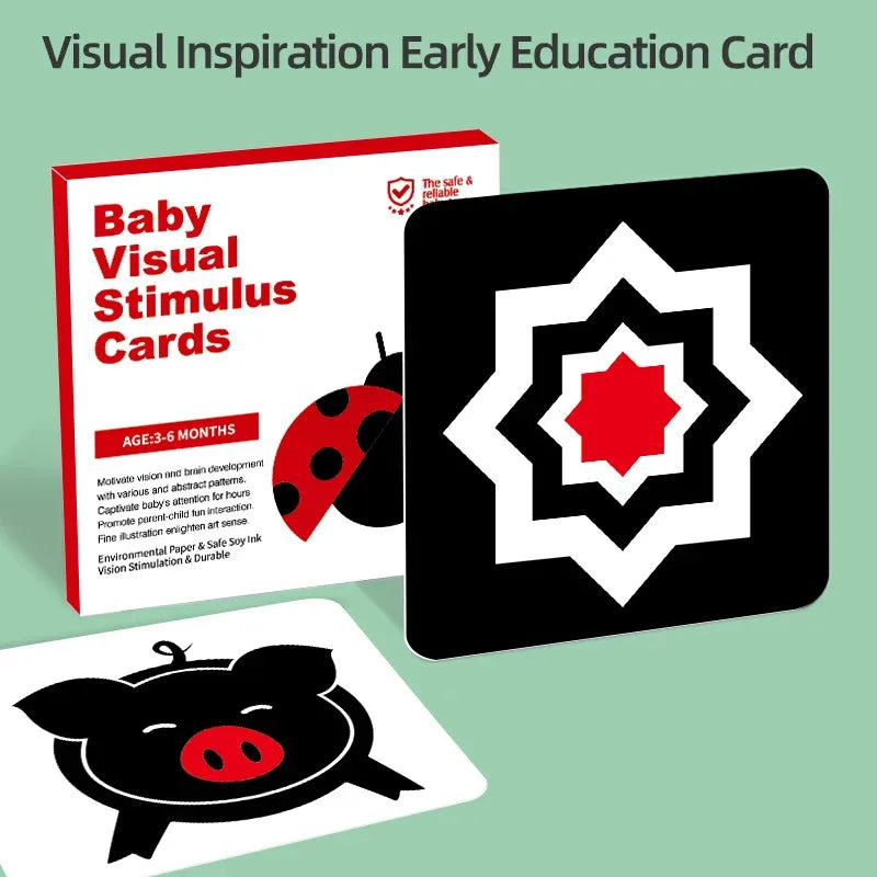 Black & White Baby Cards - High Contrast Visual Stimulation, Early Sensory Cognitive Toy for 0-36 Months