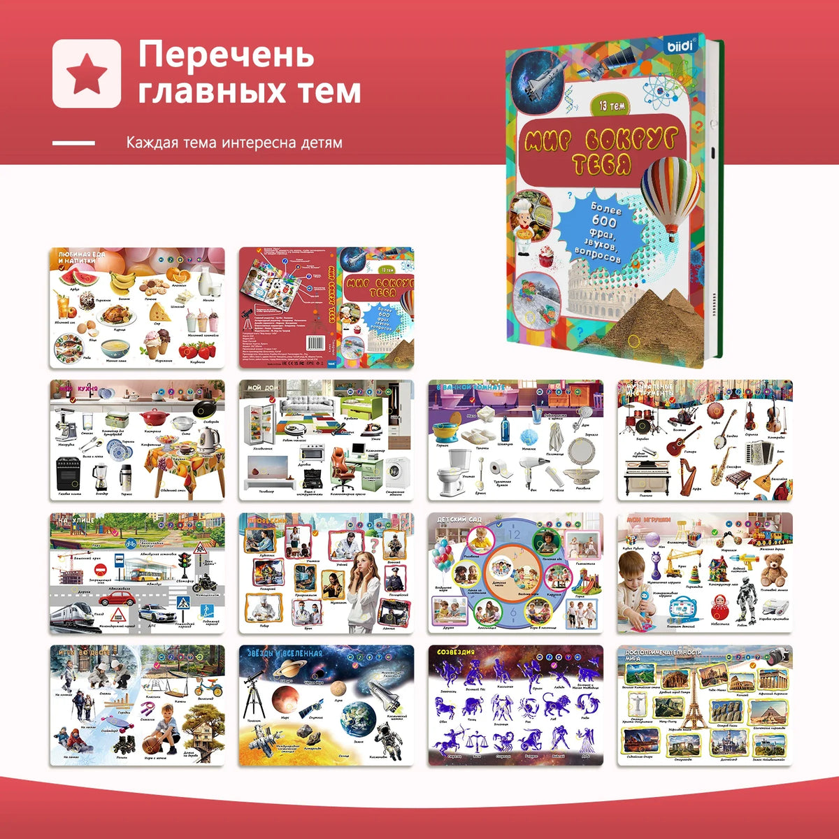 Biidi Educational Montessori Toy For Children Sound Book Preschool Kid Book in Russian Interactive Voice Reading Electronic Book