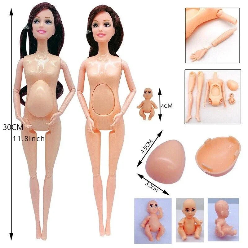 Pregnant Doll Have a Baby in Her Tummy Mom Doll Pregnant Mom Toy with 2 Baby Dolls Playsets Accessories for Girls Boys Gift