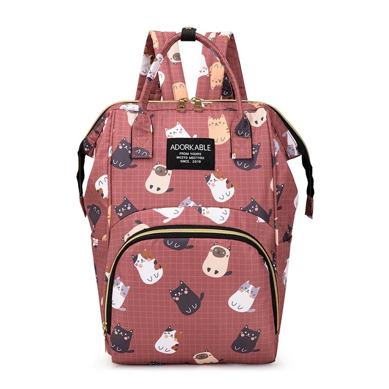 Cartoon Print Mommy Backpack Large Capacity Baby Bottle Storage Bags Baby Diaper Bag Fashion Women's Backpack Maternity Bag New