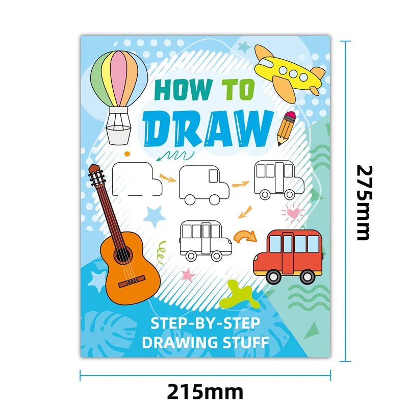 Fun Drawing Book Drawing Book Step-by-Step Guide with Animal Illustrations Cute Cartoon Characters Colorful Patterns Book
