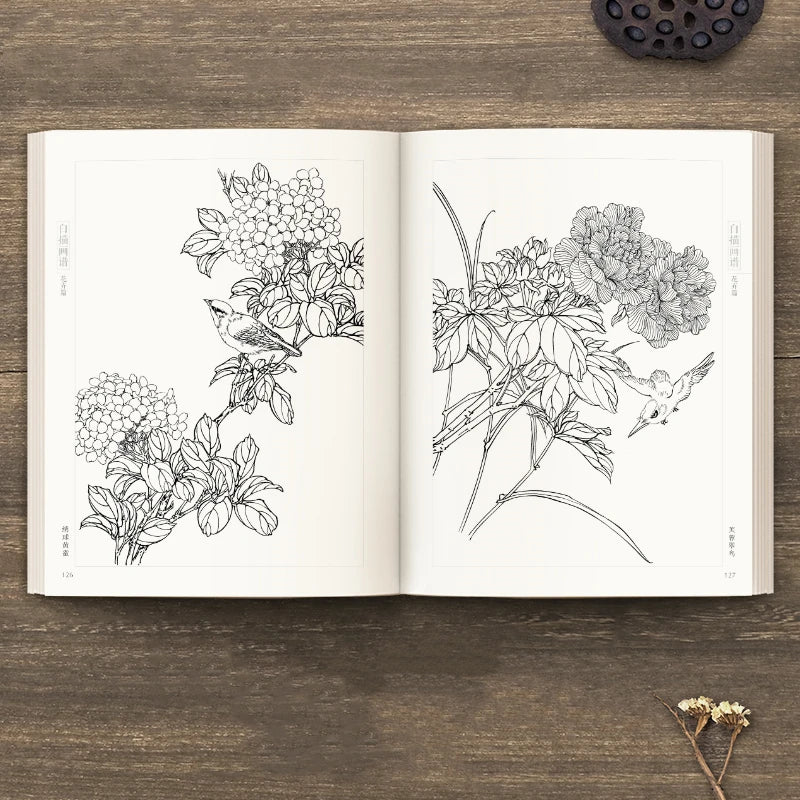 Line Drawing Painting Book Flowers Birds Animals Chinese Meticulous Painting Technique Book Vegetable Fruit Drawing Copying Book