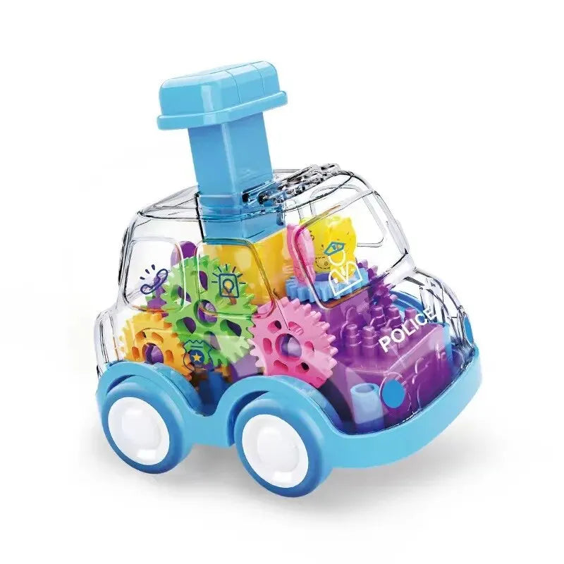 Children's Cartoon Press Gear Car Toy Lnertia Pull-back Transparent Car Baby Puzzle Sliding Toy Child Boy Girl 1-3 Year Old Gift