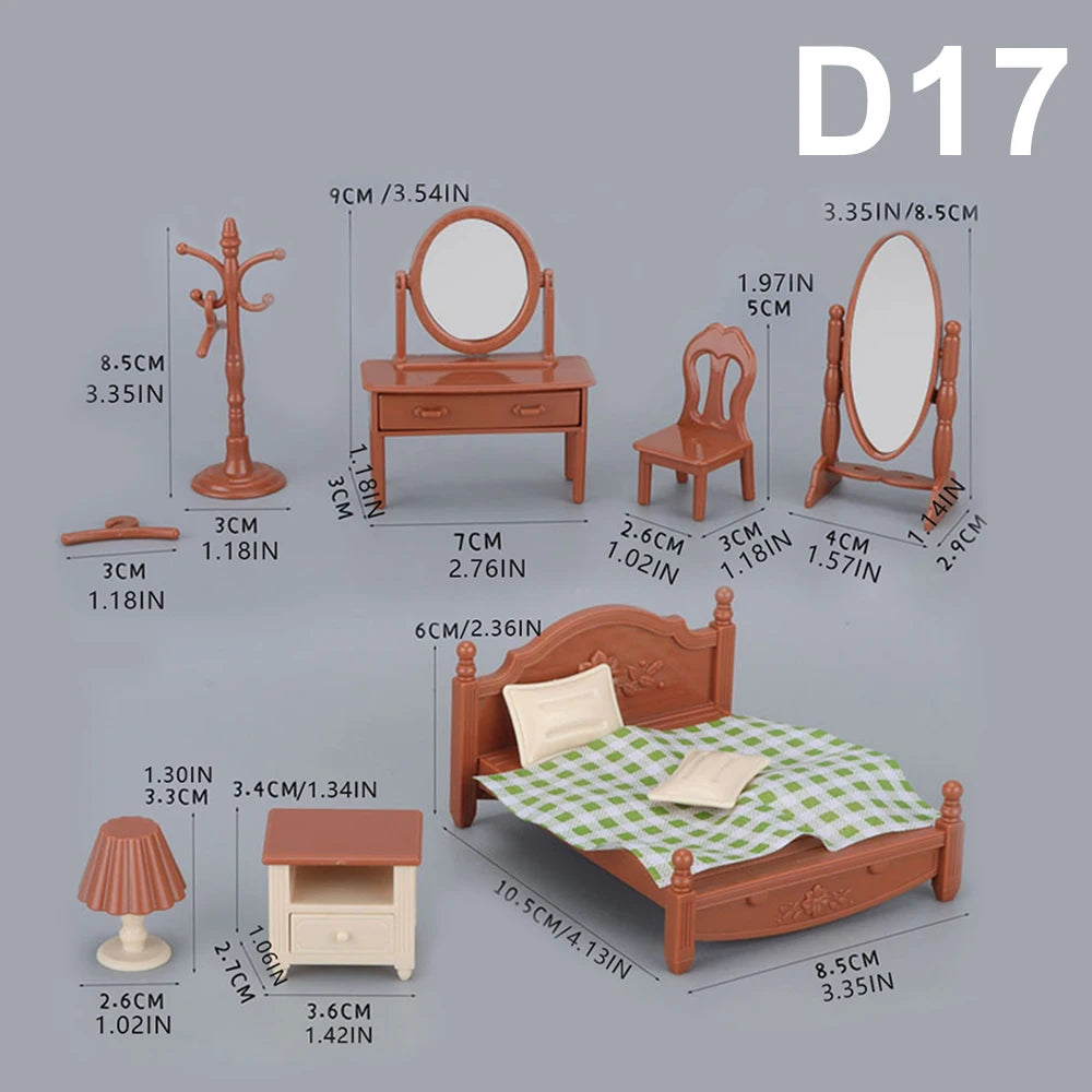 1:12 Miniature Furniture Forest Family Kitchen Toy Dining Table Dollhouse Accessories Bathroom Pretend Play For Girl Gifts Toys