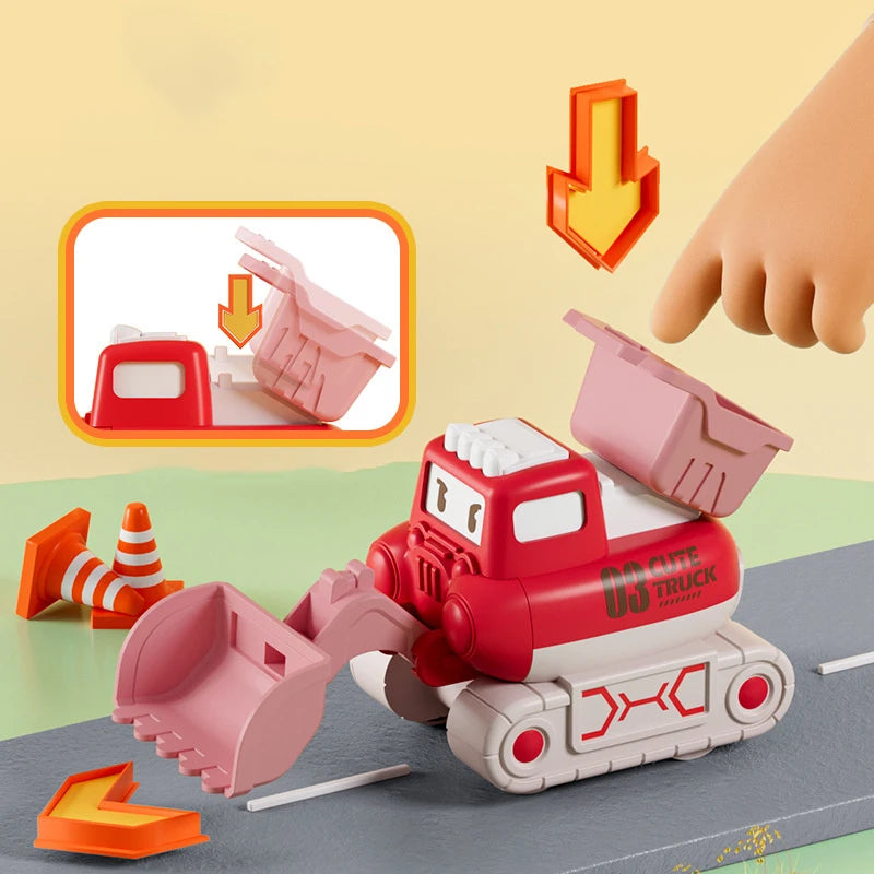 Baby Cartoon Toy Car Mini Press Go Vehicles Inertia Pull Back Cars Montessori Early Education Crawling Toys for Toddlers Boys