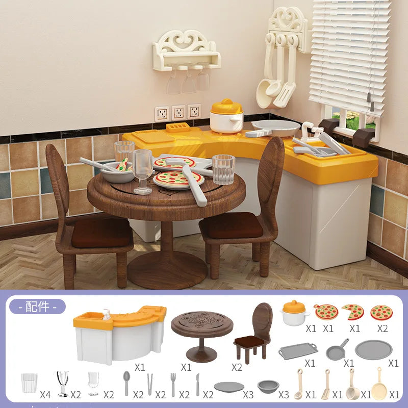 Original Toys Miniature Items Furniture Family Toys Dollhouse LivingRoom Bathroom Kitchen Set Pretend Creative Ideas Kids Toys