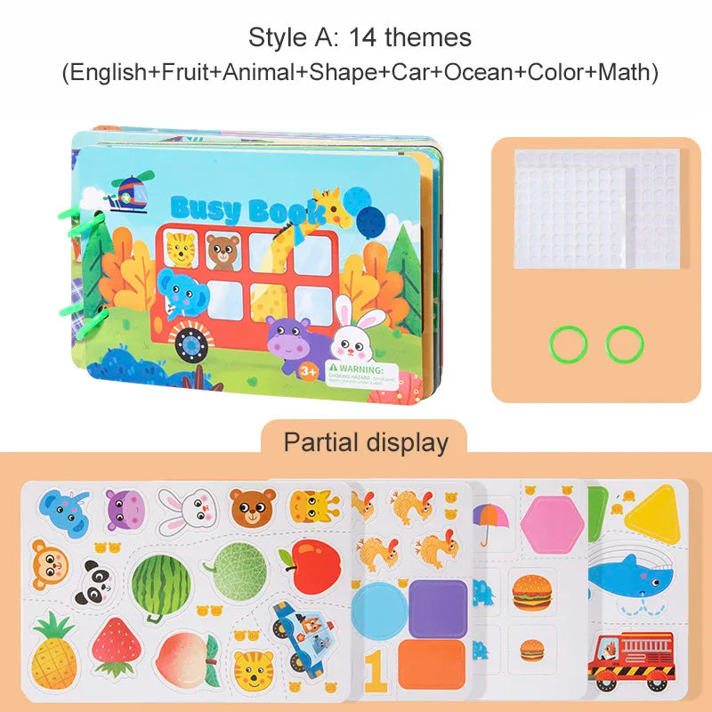 Montessori Quiet Book My First Busy Book DIY Puzzle Animal Fruit Numbers Matching Game Educational Toys For Kids Children