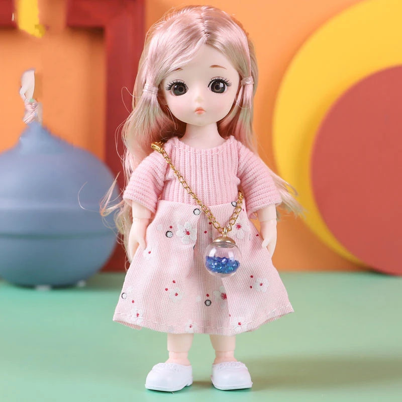 Doll For Girl Toy BJD Mini Doll 13 Movable Joint Baby 3D Big Eyes Beautiful DIY Toy Doll With Clothes Dress Up 1/12 Fashion Doll