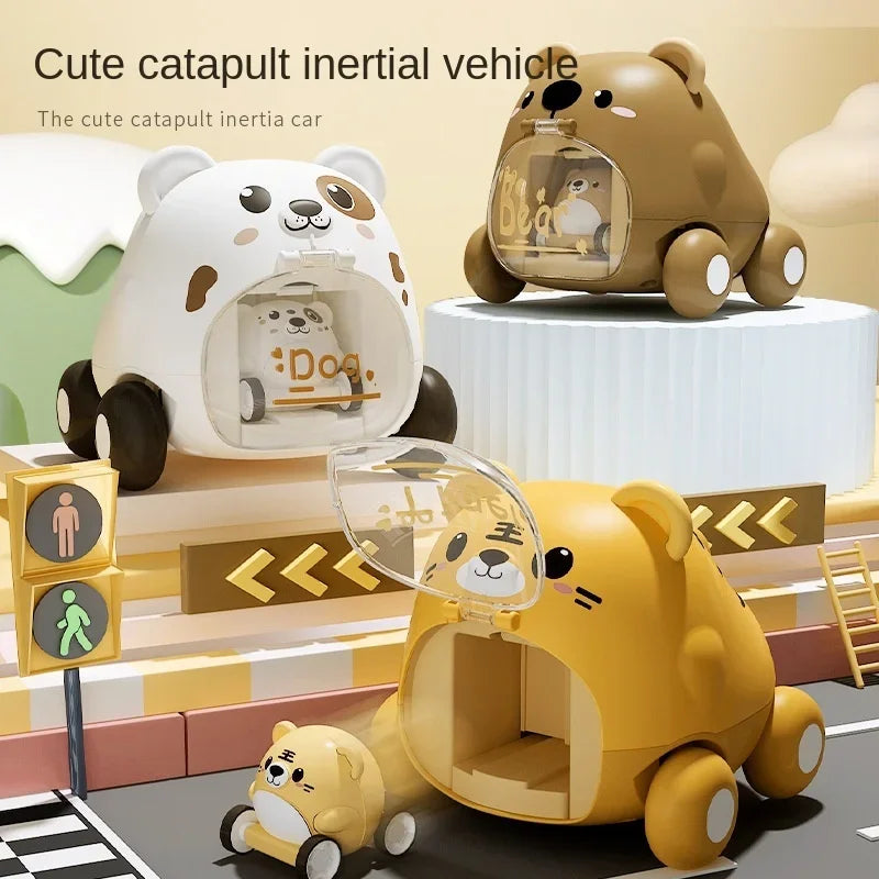 Montessori Children's Toy Car Press and Slide Toy Car Interactive Educational Toys 1 Year Old Boy Girl Birthday Gift