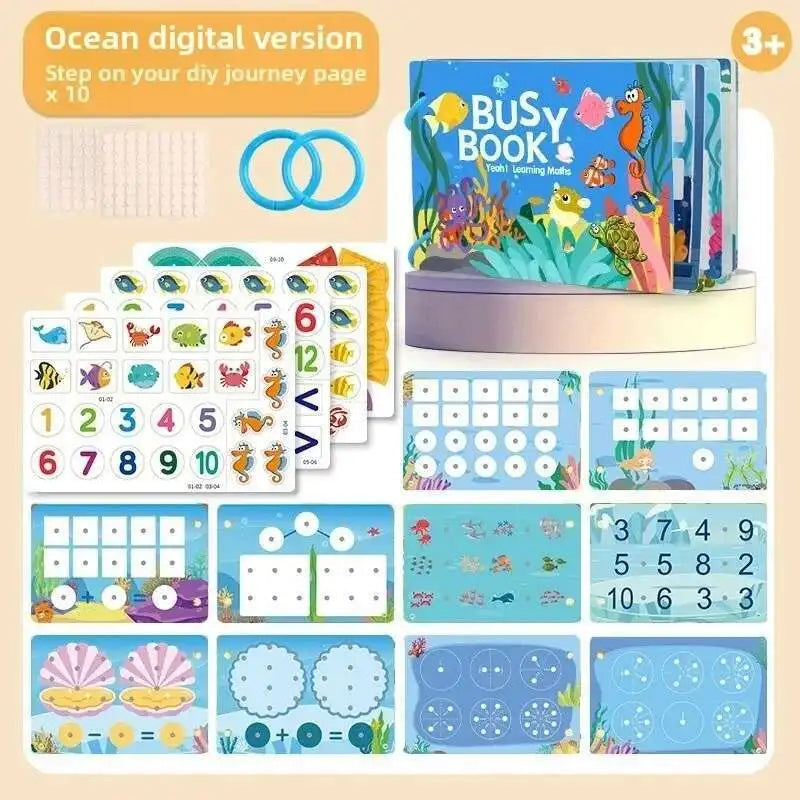 Busy Book for Kids, Animals Vehicles Dinosaurs Stickers, Matching Number & Letter Games, Interactive Learning Activity Book