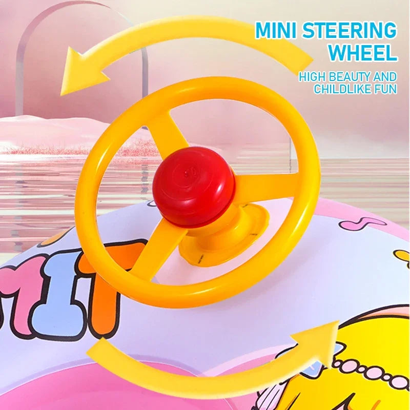 Cartoon Swimming Ring Baby Water Toy with Steering Wheel Summer Outdoor Inflatable Toys Floating Seat Beach Pool Water Play Toys
