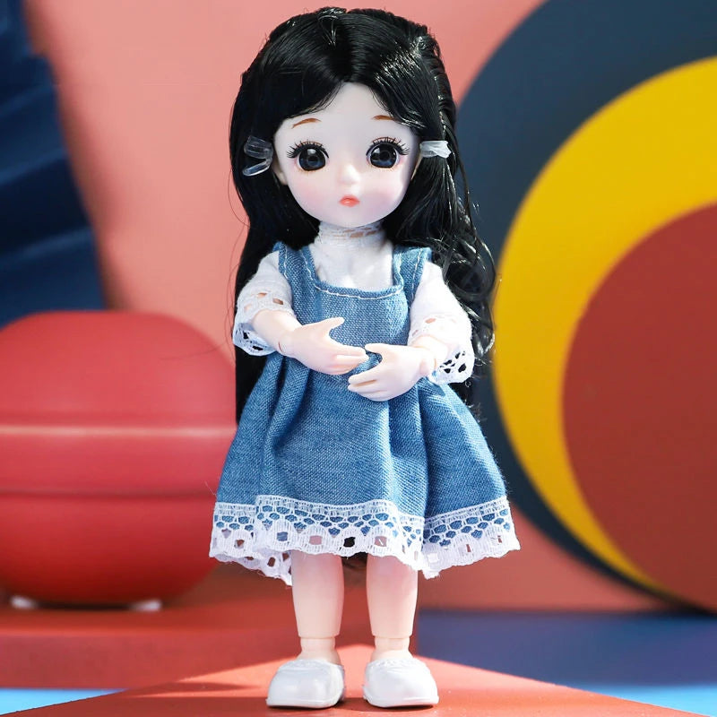 Doll For Girl Toy BJD Mini Doll 13 Movable Joint Baby 3D Big Eyes Beautiful DIY Toy Doll With Clothes Dress Up 1/12 Fashion Doll