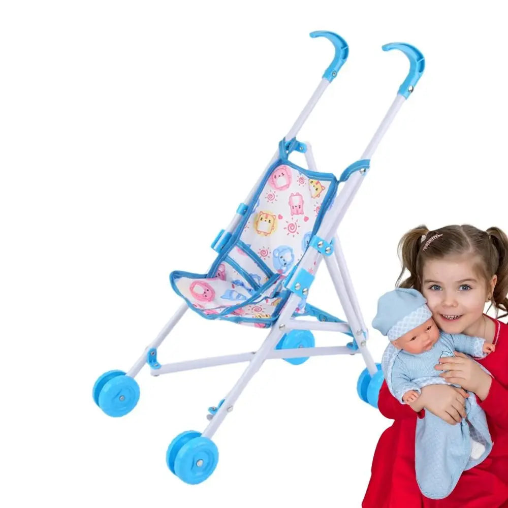 Durable Interactive Dolls Pram Play Toys Stable Baby Stroller Plastic Doll Handcart for Boys Girls Babies
