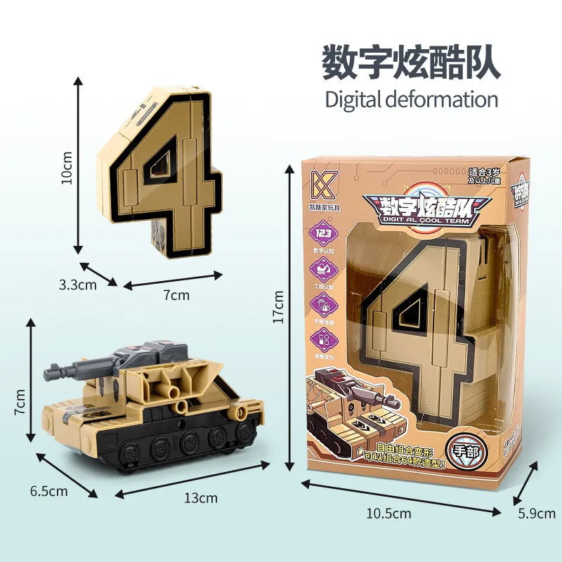 Children's Toy Car Oversized Digital Deformation Toy Children's Robot Digital 0-9 Assembly Puzzle Package Boys' Toys