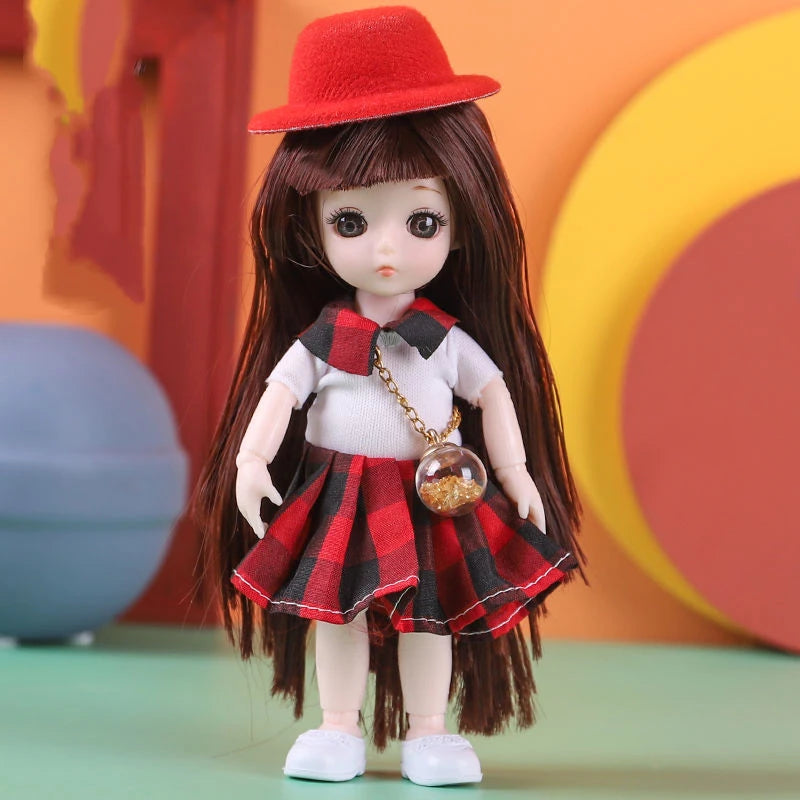 Doll For Girl Toy BJD Mini Doll 13 Movable Joint Baby 3D Big Eyes Beautiful DIY Toy Doll With Clothes Dress Up 1/12 Fashion Doll