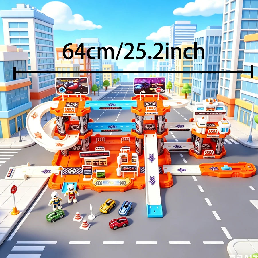 Children's Large Track Parking Toy Set, City Rail Car Theme Suitable for Two Players, Perfect for Boys' Birthday Gifts