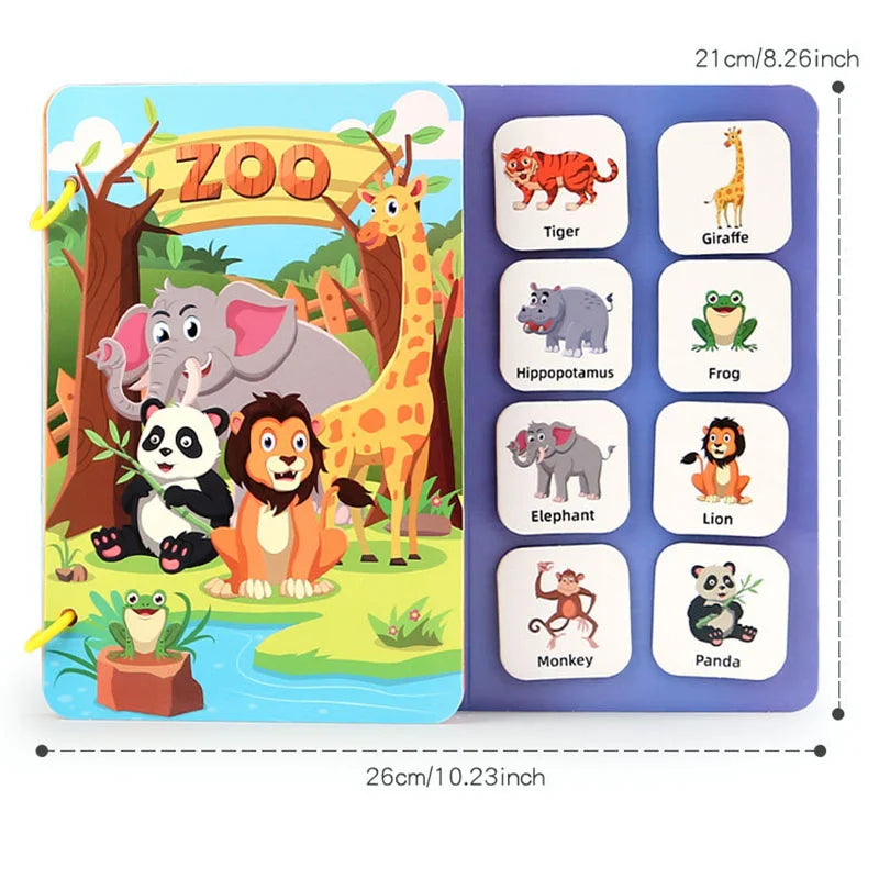 Montessori Baby Busy Book My First Quiet Book Paste Early Learning Education Toy Children Toy Matching Game for Babies 2 3 Year