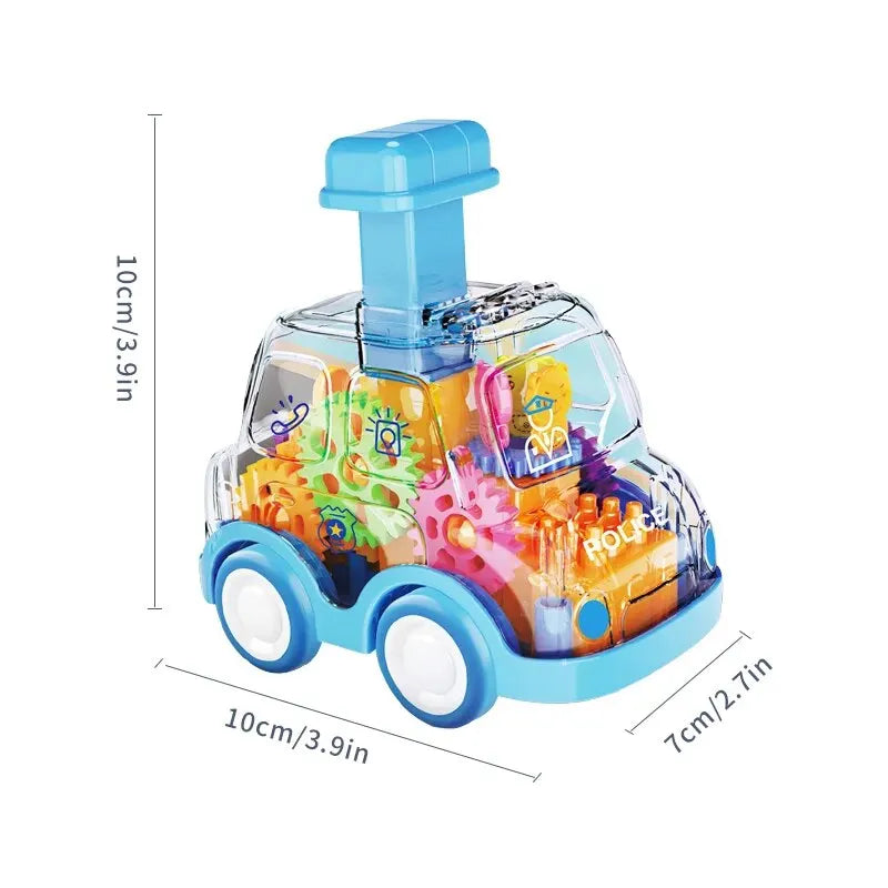 Children's Cartoon Press Gear Car Toy Lnertia Pull-back Transparent Car Baby Puzzle Sliding Toy Child Boy Girl 1-3 Year Old Gift