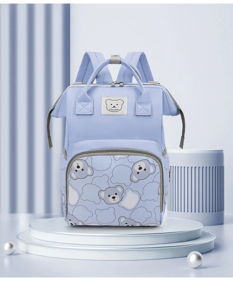 Baby Nappy Bag Mommy Maternity Backpack Baby Diaper Bag For Stroller Fashion Printed Bear Large Capacity Waterproof Diaper Bag