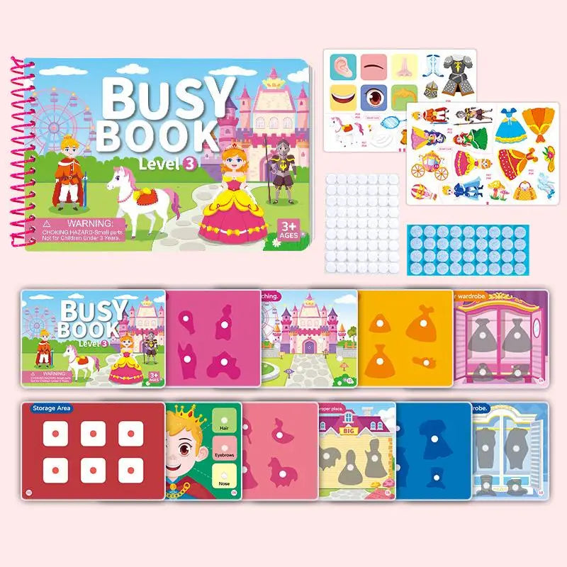 4 Engaging Cartoon Themed Kids Busy Book Ideal for Travel DIY Sticker Fun