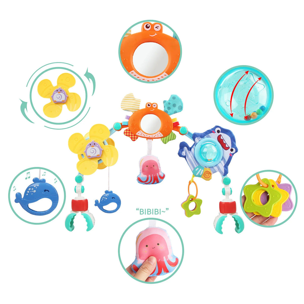 Baby Stroller Arch Toys Bouncer Toy Pram Activity Arch Toys Sensory Development Arch Baby Car Seat Toys Fine Motor Skills Toys