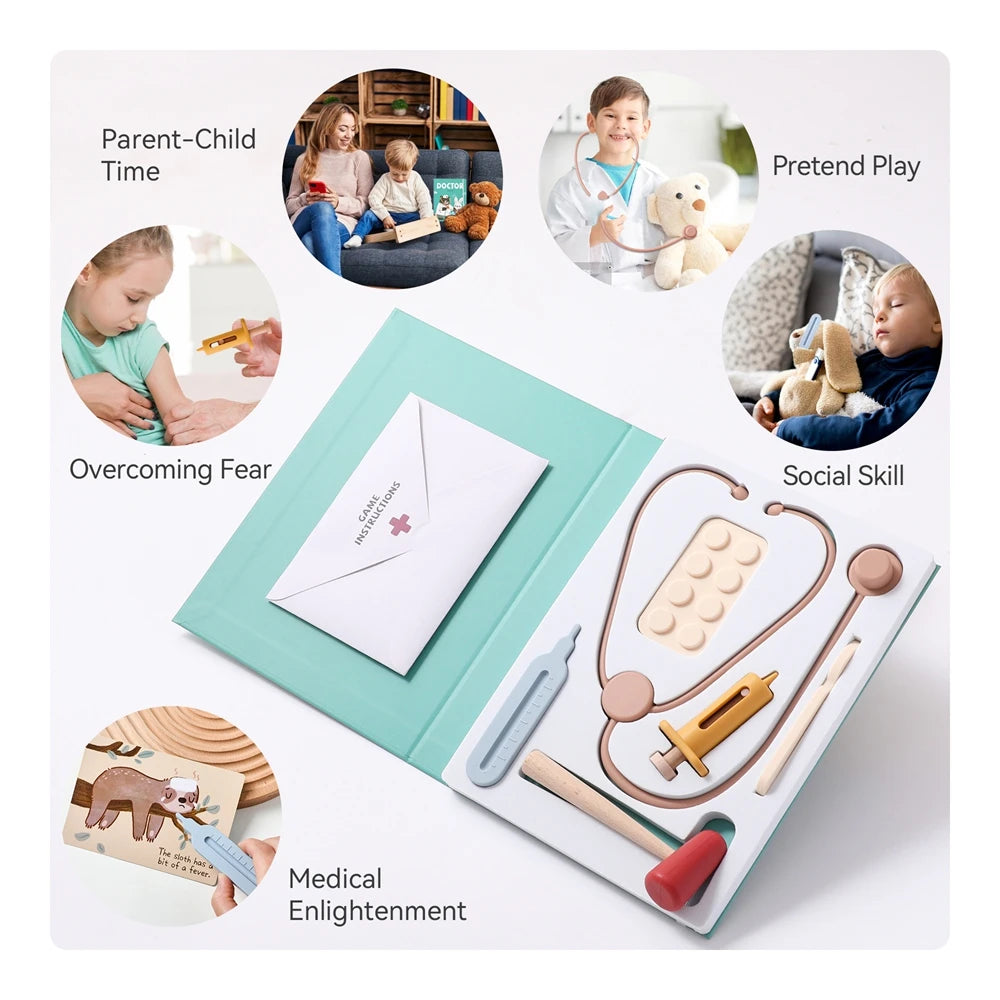 Baby Toys Silicone Play House Doctor Medical Toys Pretend Treatment Tool Model Stethoscope Syringe Silicone NO BPA Toys for Kids