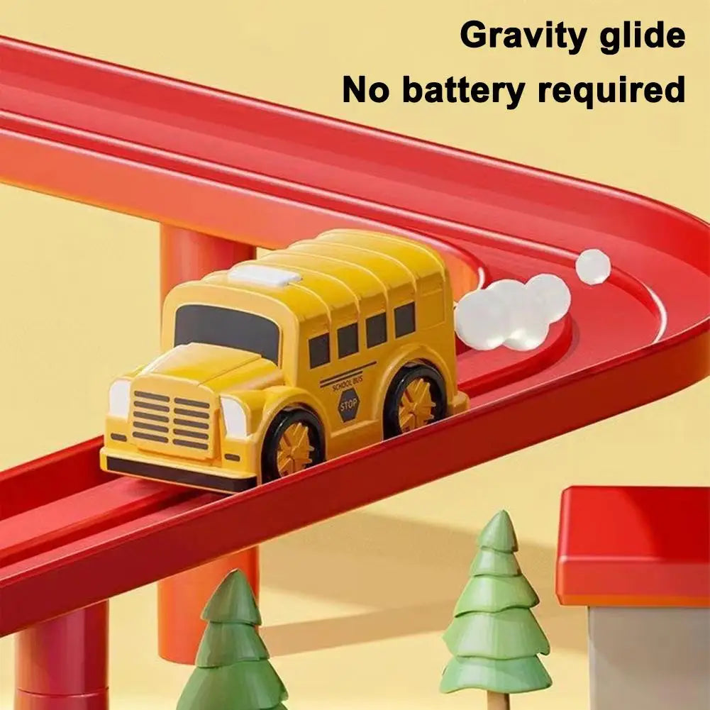 Electric Track Parking Building Car Toy Racing Rail Car Train Track Toy for Children Gifts Mechanical Adventure Brain Table Game