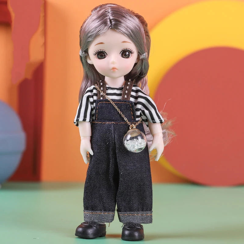 Doll For Girl Toy BJD Mini Doll 13 Movable Joint Baby 3D Big Eyes Beautiful DIY Toy Doll With Clothes Dress Up 1/12 Fashion Doll