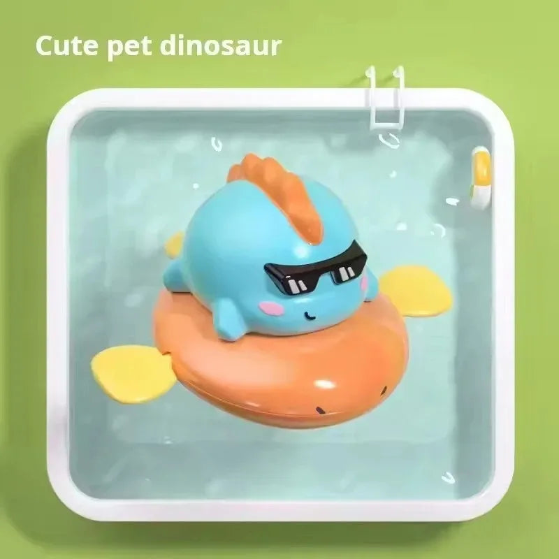 Wind-Up Swimming Toy, Pull String Baby Bath Toy,  Whale Dinosaur Pool Water Play, Infant Bathtub Fun, Educational Water Toy