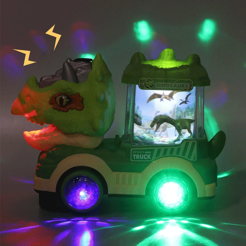 Dinosaur Spray Electric Car Toy with Light Sound Dinosaur Model Triceratops Tyrannosaurus Rex Interactive Kid Boy Truck Toy Gift