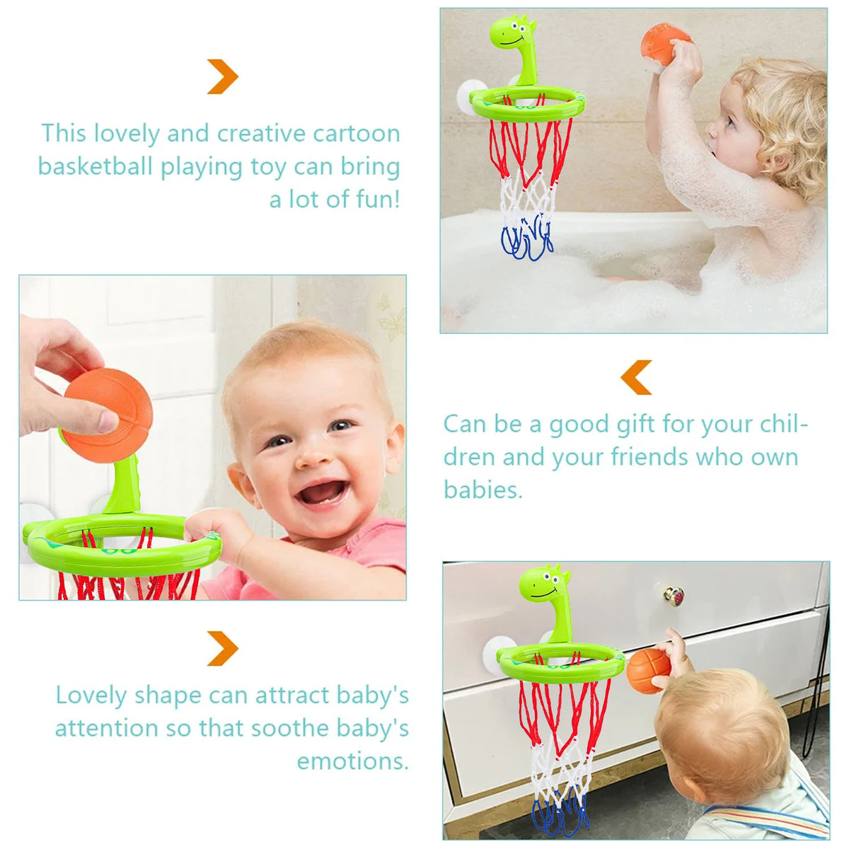 Baby Bath Toy Children Water Play Toys Set Bathroom Bathtub Suction Cup Shooting Basketball Hoop with 3 Balls Bath Toys for Kids