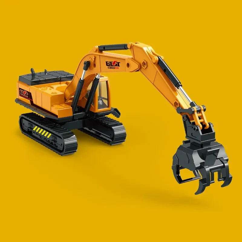 1:55 Simulation Engineering Vehicle Toy Excavator Demolition Machine Grab Stone Machine Grab Wood Crane Model Car Toys