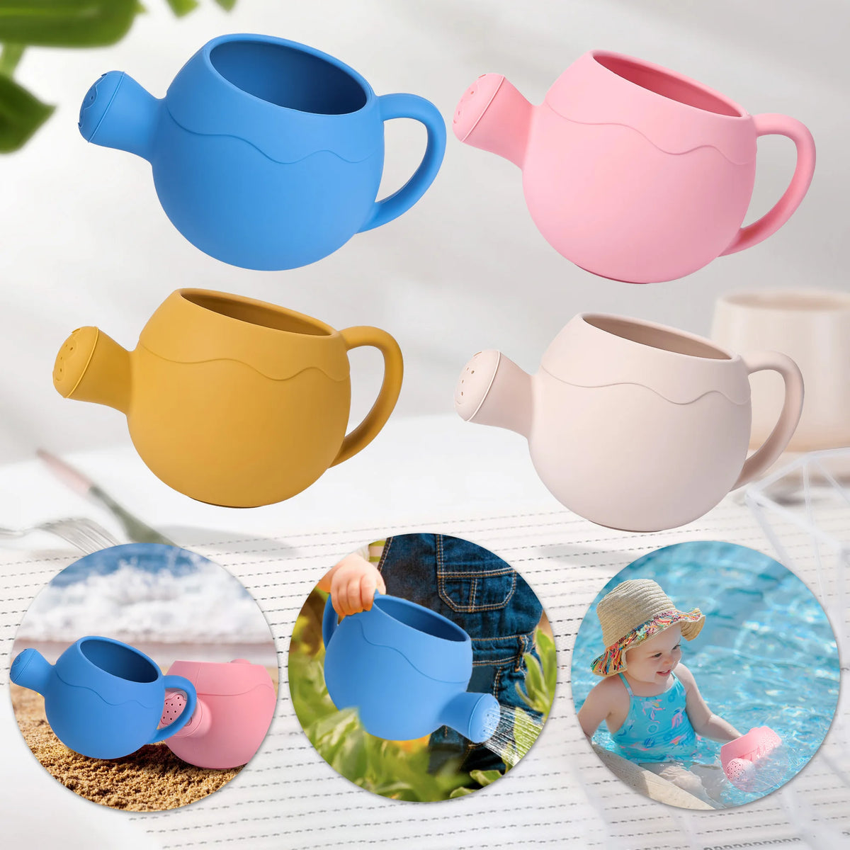 Baby Beach Toys Children Outdoor Games Sand Play Set Infants Digging Sand Silicone Rake Watering Pot Play Beach Toys for Kids