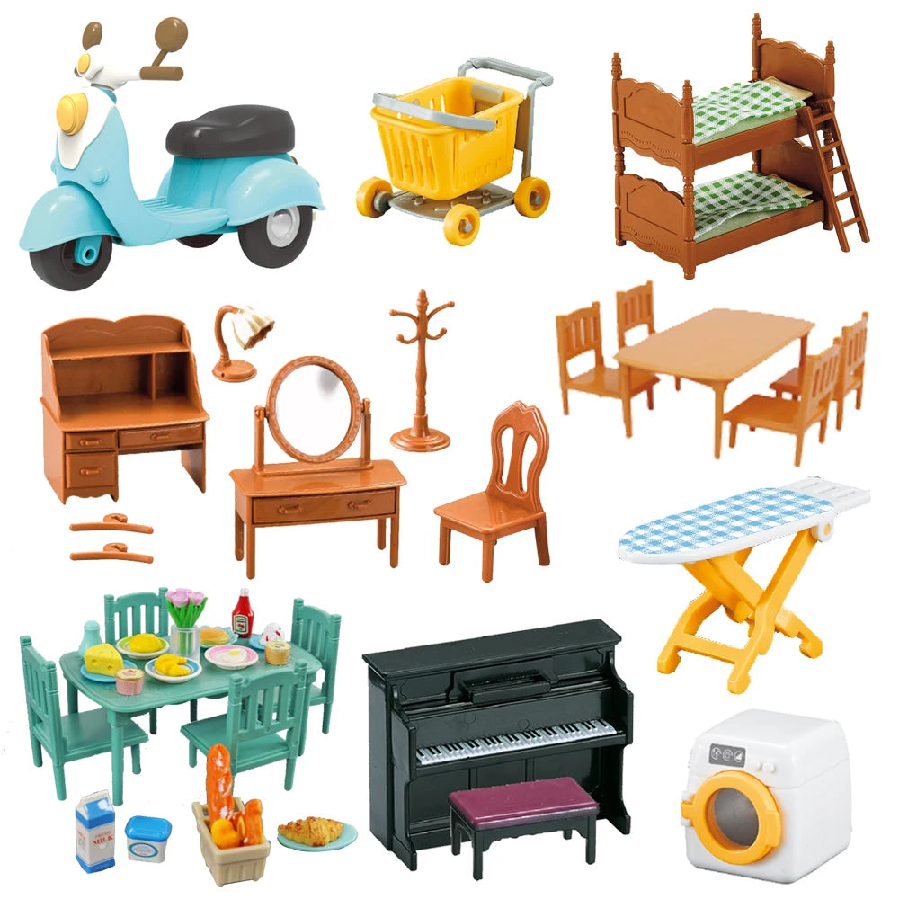Toys Doll 1:12 Forest Family Montessori Kitchen Compatible Miniature Dollhouse Kitchen Accessories Furniture Pretend Play Gifts