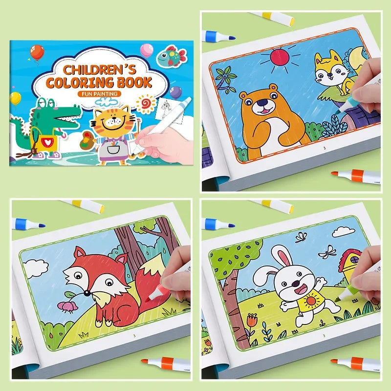 Cartoon Animal Drawing Book, Children's Coloring Book, Graffiti Coloring Book, Fun Coloring Book, Suitable for Children Aged 3-8