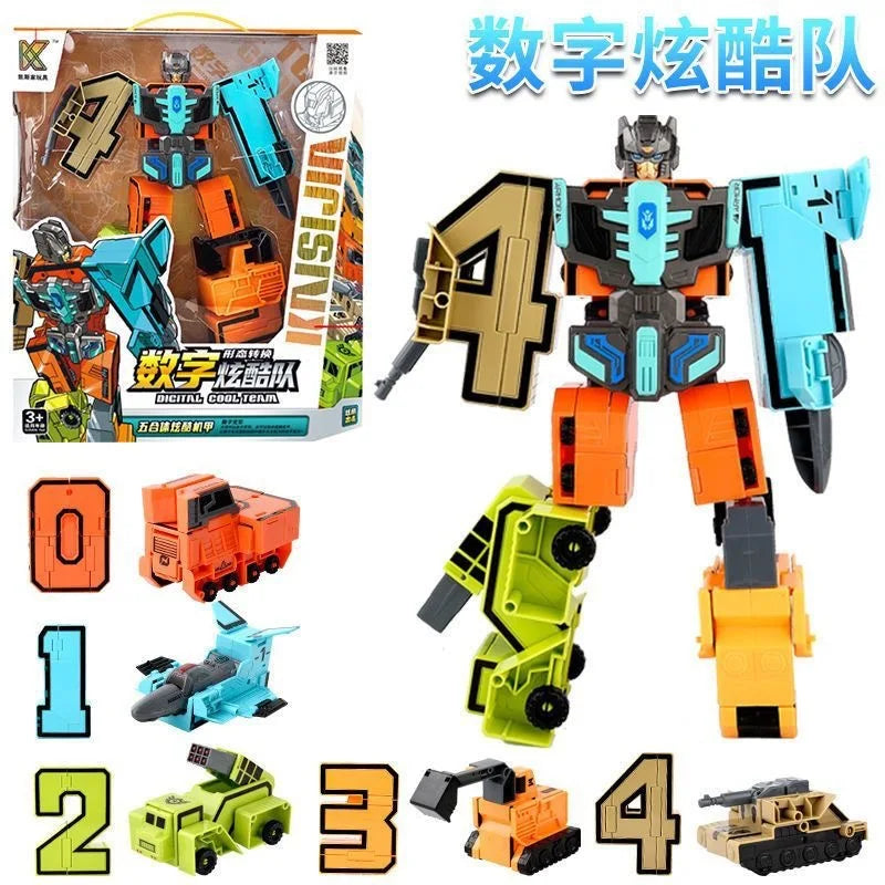 Children's Toy Car Oversized Digital Deformation Toy Children's Robot Digital 0-9 Assembly Puzzle Package Boys' Toys