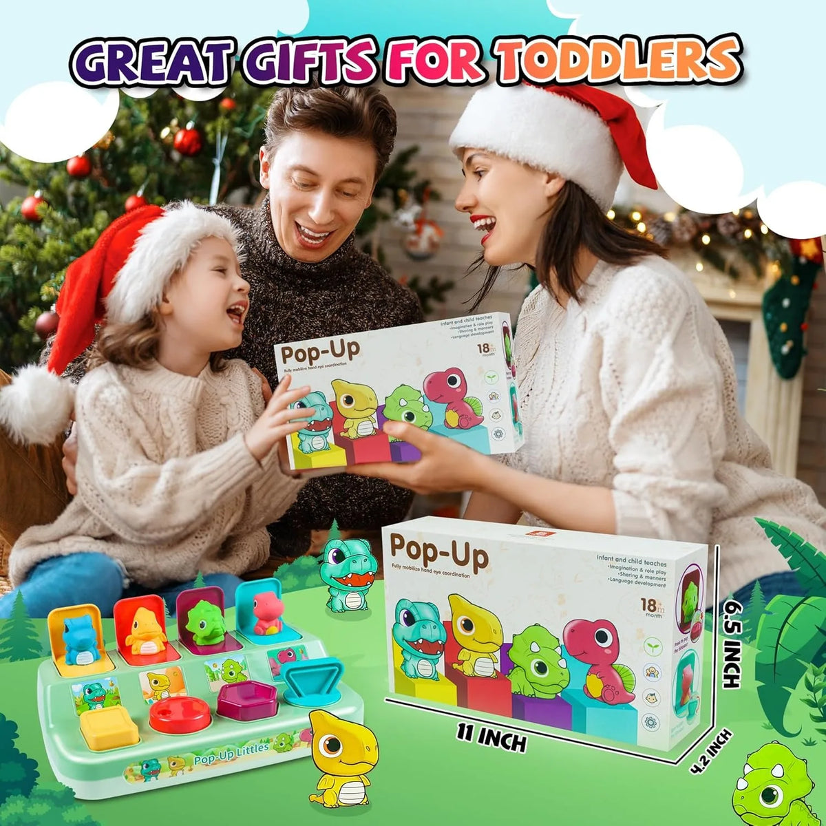 Pop Up Animal Toy, Interactive Baby Toys for 1-3 Year Olds, Montessori Cause & Effect Toys, Early Learning Toys for Toddlers