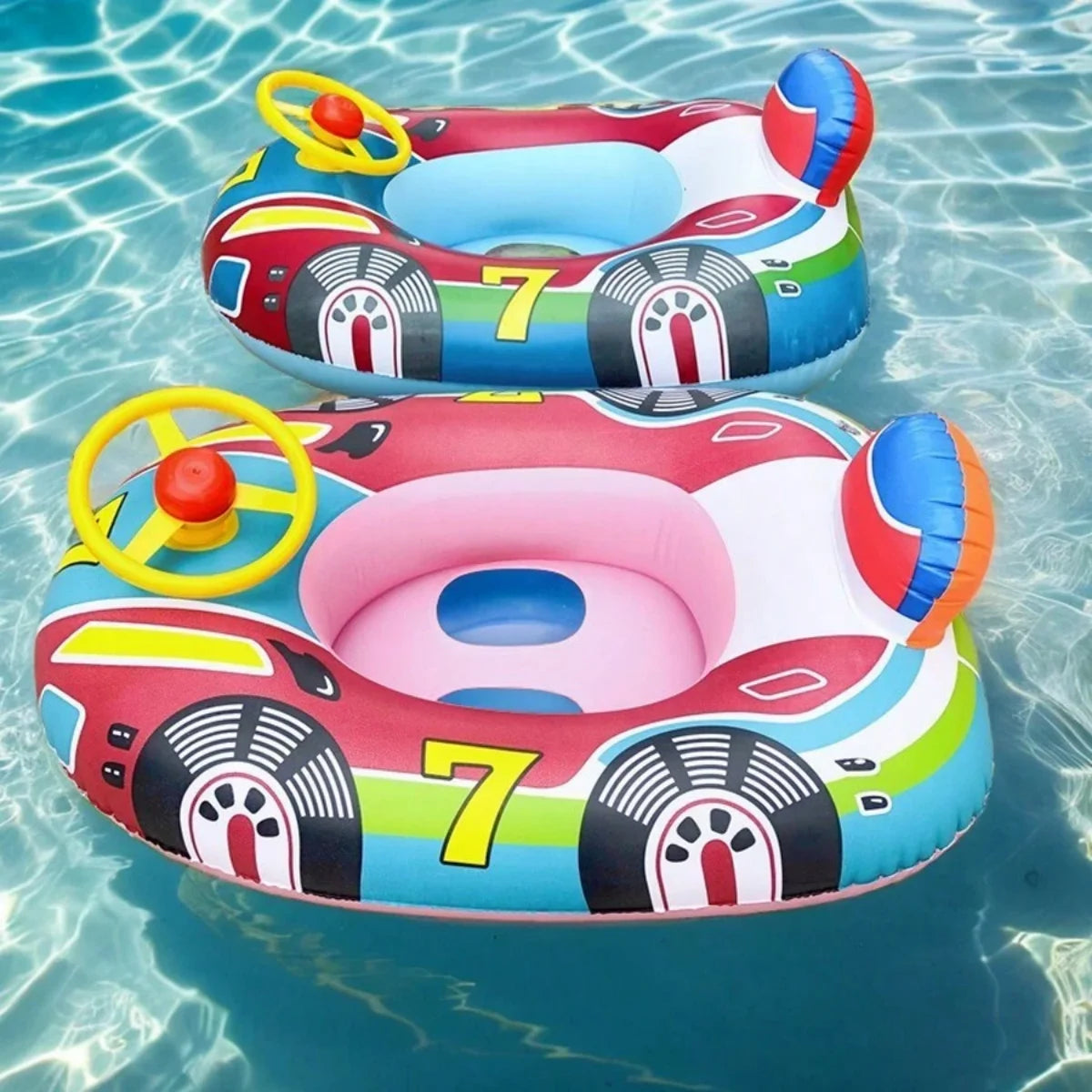 Children's swimming pool float - A safe and practical inflatable summer beach float with a handle suitable for children to use