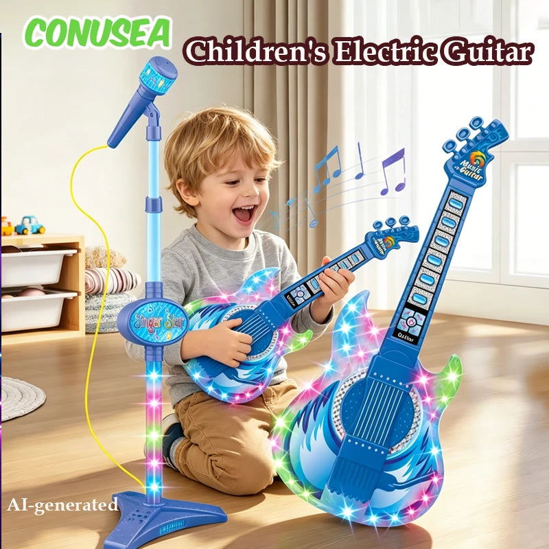 Children Toys Electronic Guitar with Microphone Singing Games Musical instruments Development Musical Toys kids educational toys
