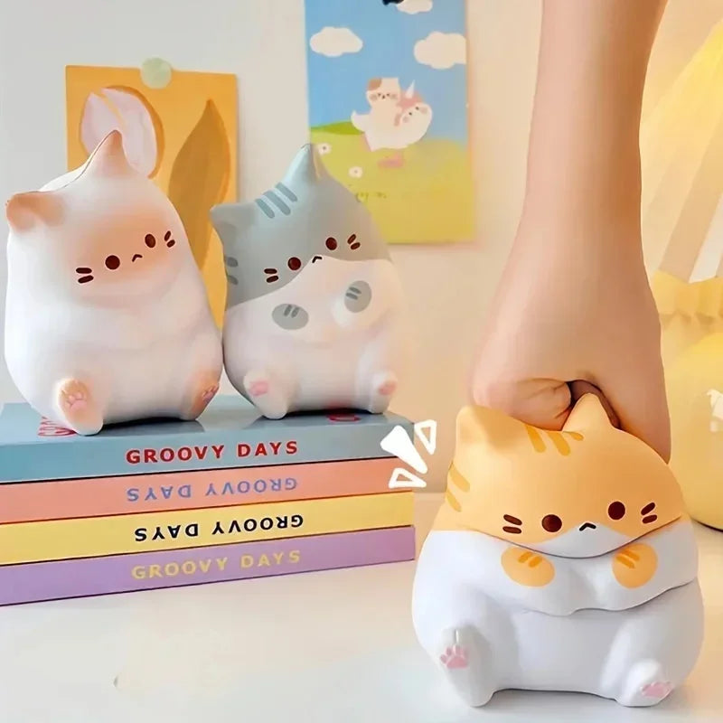 1Pc Adorable Cartoon Cat Squeeze Toys for Adult Soft Pinch PU Slow Rebound Balls Pop Fidget Toys Halloween Christmas Gifts
