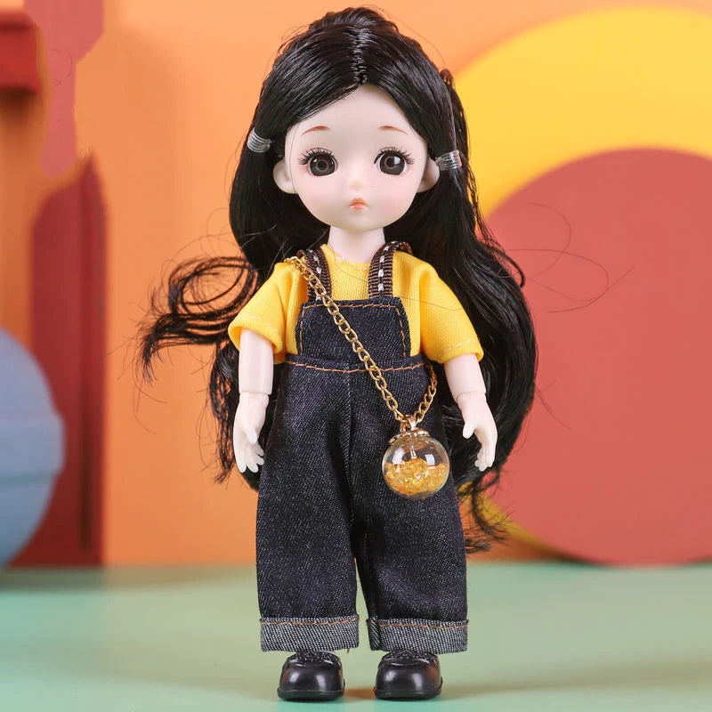 Doll For Girl Toy BJD Mini Doll 13 Movable Joint Baby 3D Big Eyes Beautiful DIY Toy Doll With Clothes Dress Up 1/12 Fashion Doll
