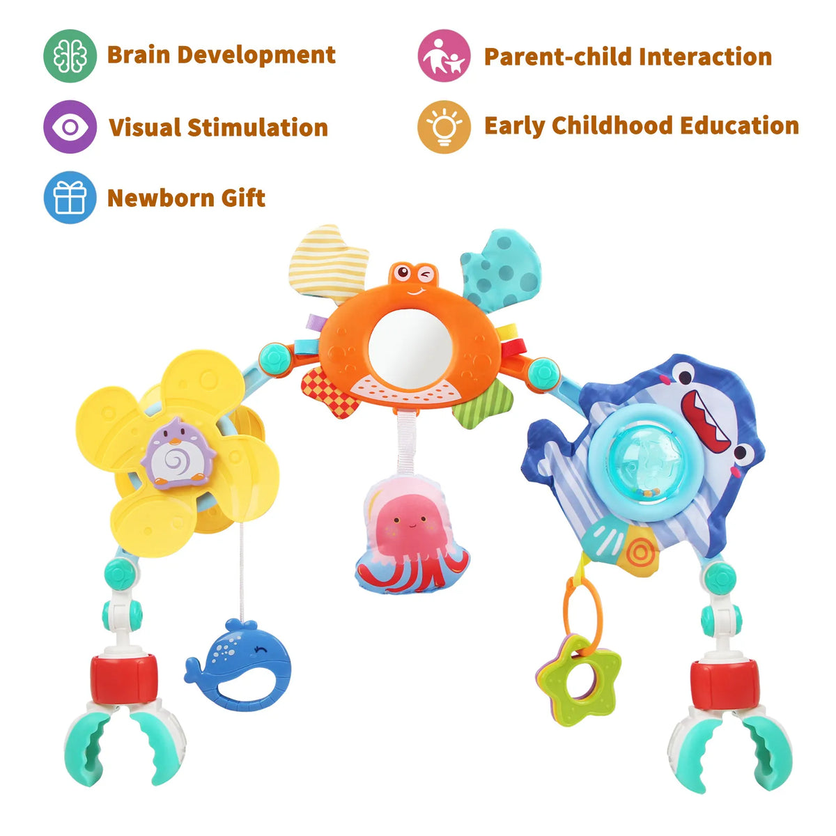 Baby Stroller Arch Toys Bouncer Toy Pram Activity Arch Toys Sensory Development Arch Baby Car Seat Toys Fine Motor Skills Toys