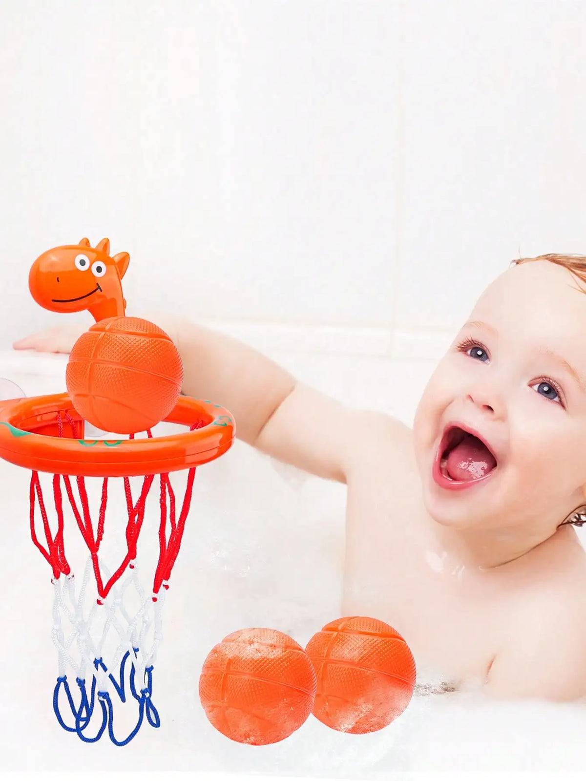 Baby Bath Toy Toddler Boy Water Toys Bathroom Bathtub Shooting Basketball Hoop with 3 Balls Dinosaur Kids Outdoor Play Set Cute