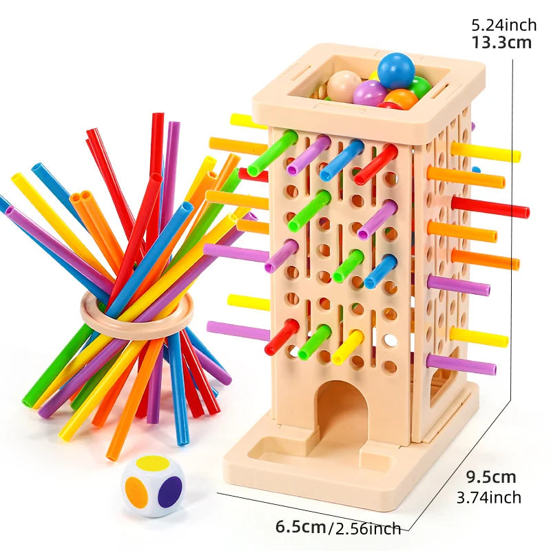 Colorful Stick Drop Ball Game, Montessori Educational Toy for Kids