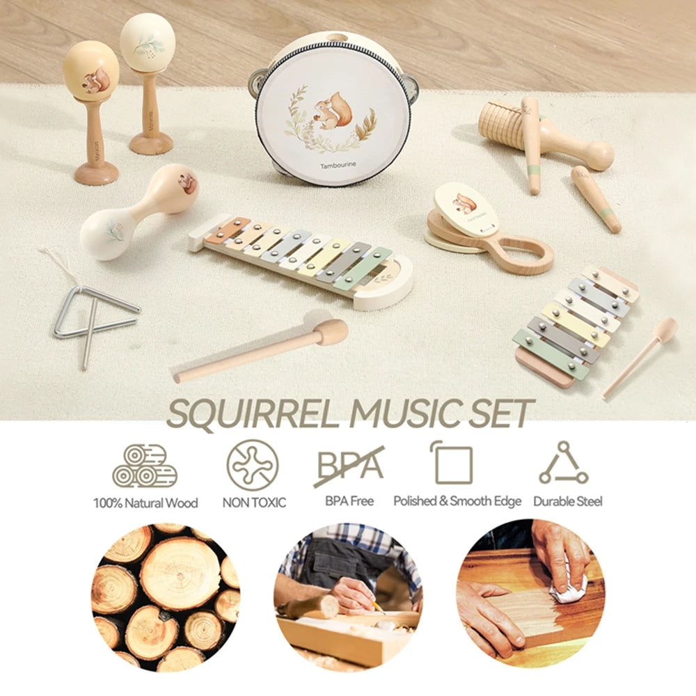 Baby 0 12 Months Toys Musical Instruments Montessori Music Drum Xylophone Kids Early Educational Wooden Instruments Baby Toys