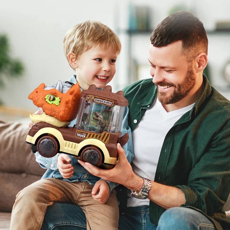 Dinosaur Spray Electric Car Toy with Light Sound Dinosaur Model Triceratops Tyrannosaurus Rex Interactive Kid Boy Truck Toy Gift