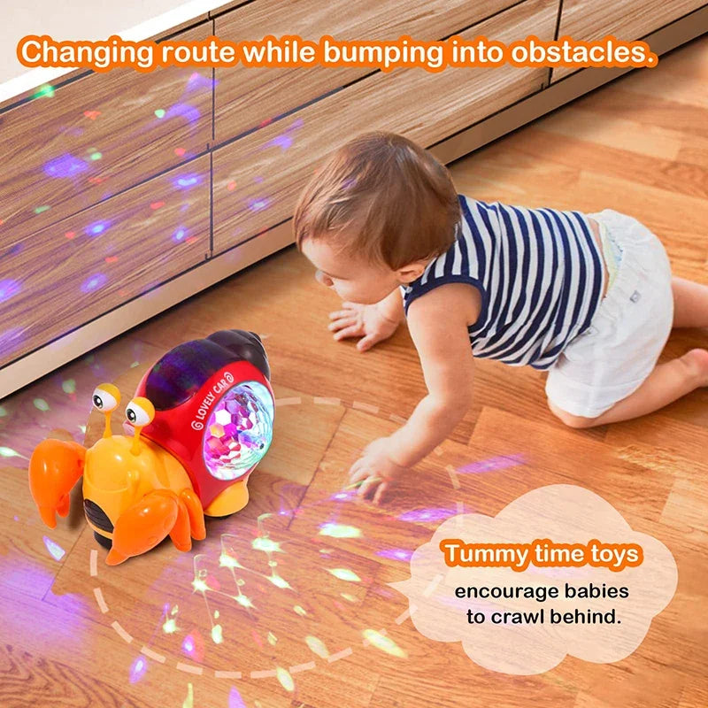 Children Electronic Toy Crawling Crab Walking Dancing Pets Robo Hermit Crab Snail Glowing with Music Light Baby Toddler Toy Gift